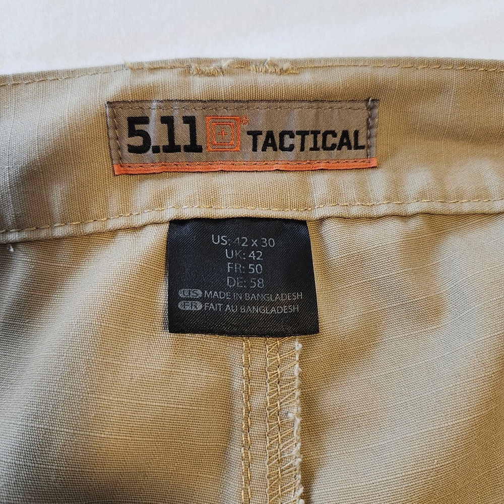 5.11 Tactical Mens 42x30 Taclite Pro Cargo Pants Khaki Tan Ripstop Workwear - Picture 4 of 6